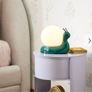 West Elm Green Snail Ceramic Lamp